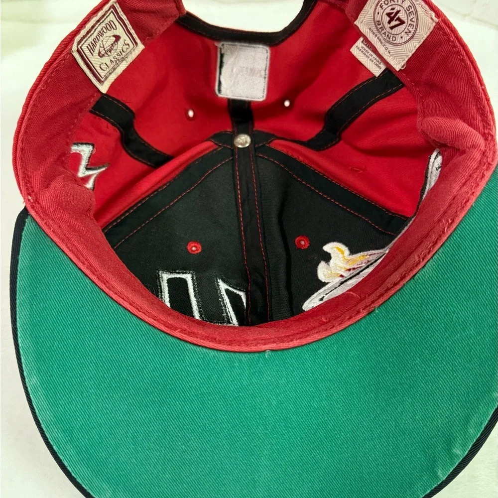 Miami Heat 47 Brand Snap Back Black and Red Hat One Size